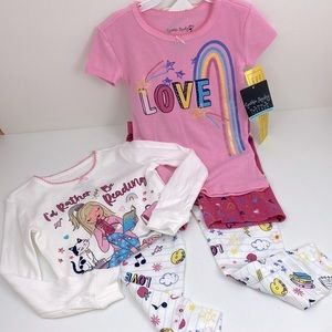 4 piece Cynthia Rowley girls pajama set size 3T, rainbow love reading design NWT